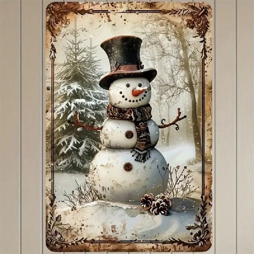 Blechschild schneemann winter - blechschild,