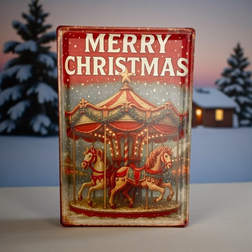 Vintage blechschilder merry - blechschilder,