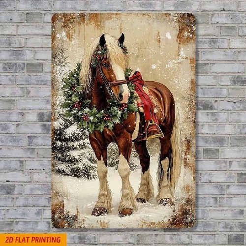 Blechschild pferd winter - blechschild,